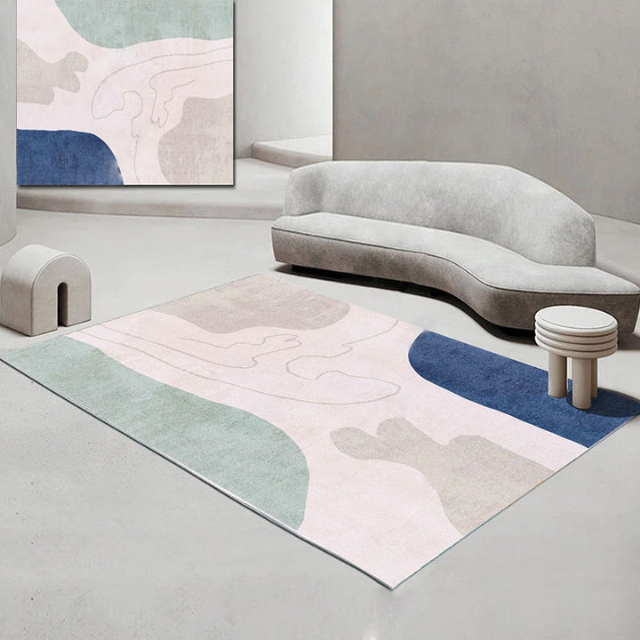 BowLift | Nordic Interior Rug Multicolor Color Block Abstract Print Rug Polyester Stain Resistant Non-Slip Back Machine Washable Rug