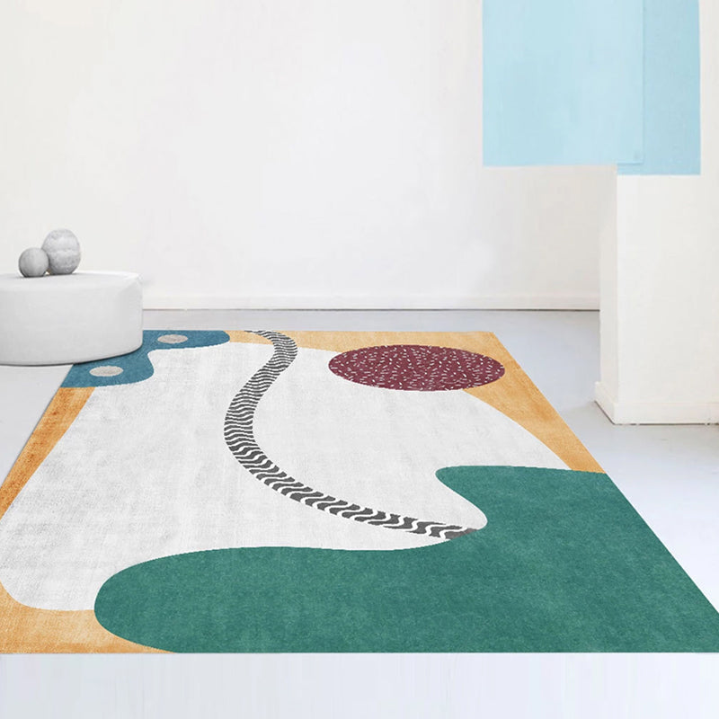 BowLift | Nordic Interior Rug Multicolor Color Block Abstract Print Rug Polyester Stain Resistant Non-Slip Back Machine Washable Rug