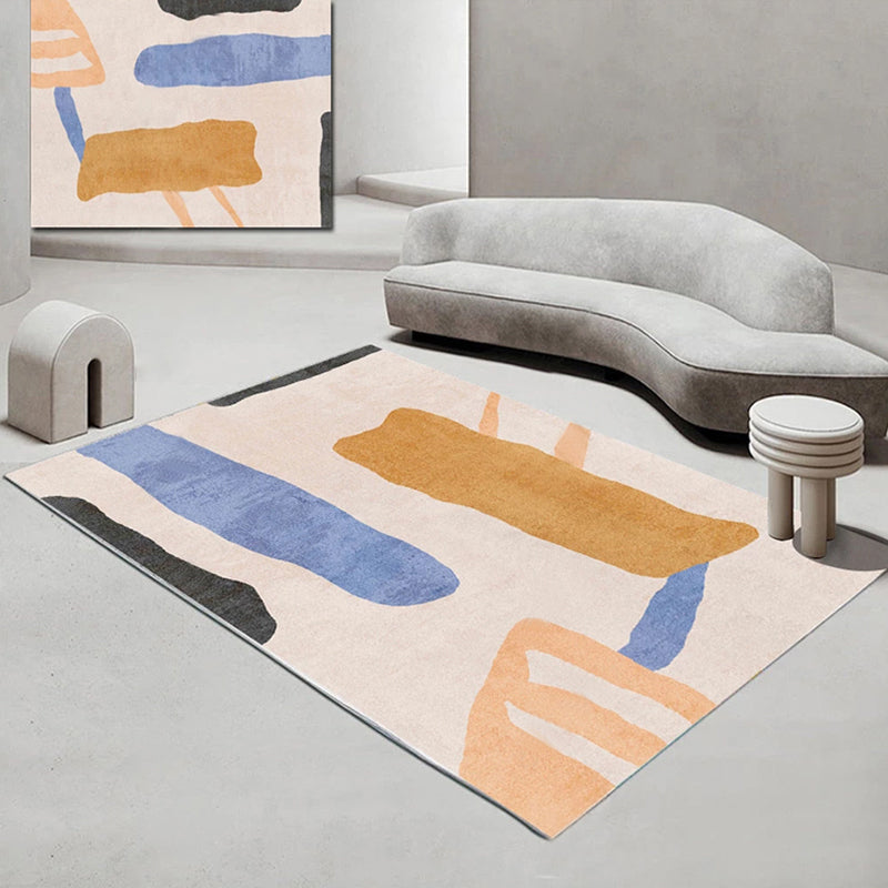 BowLift | Nordic Interior Rug Multicolor Color Block Abstract Print Rug Polyester Stain Resistant Non-Slip Back Machine Washable Rug