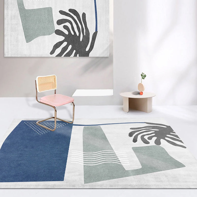 BowLift | Nordic Interior Rug Multicolor Color Block Abstract Print Rug Polyester Stain Resistant Non-Slip Back Machine Washable Rug