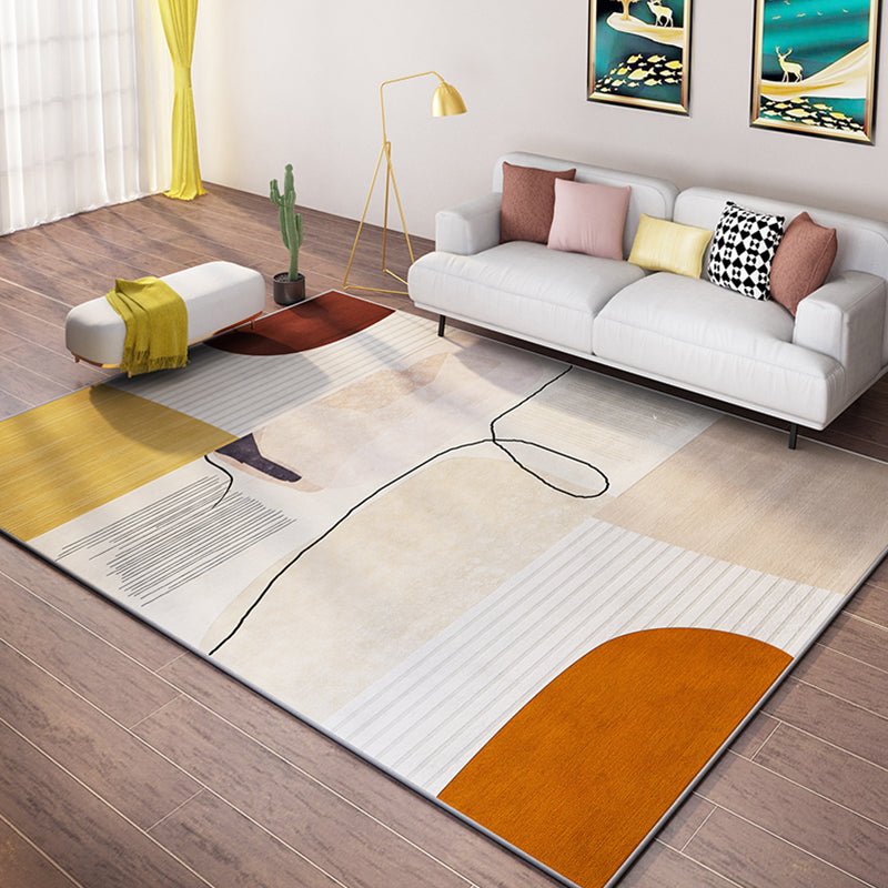 BowLift | Fancy Color Block Indoor Rug Multicolored Minimalist Rug Polyester Pet-friendly Non-slip Back Washable Rug for the Room