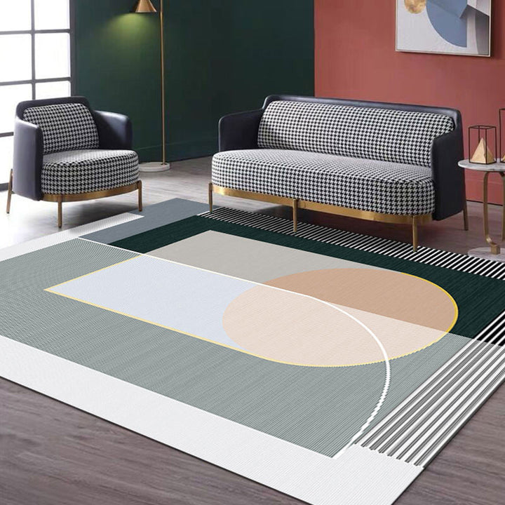 BowLift | Creative Geometric Color-Block Carpet Multi Color Nordic Carpet Synthetic Non-Slip Stain-Resistant Machine Washable Carpet for Home
