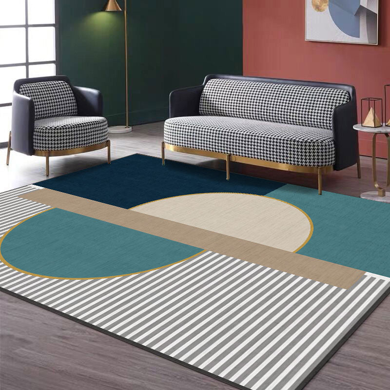 BowLift | Creative Geometric Color-Block Carpet Multi Color Nordic Carpet Synthetic Non-Slip Stain-Resistant Machine Washable Carpet for Home