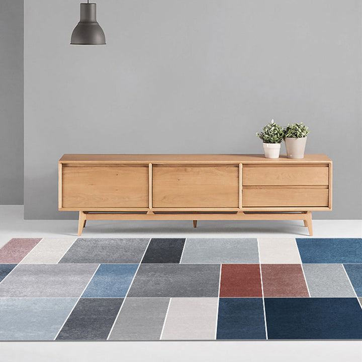 BowLift | Creative Geometric Color-Block Carpet Multi Color Nordic Carpet Synthetic Non-Slip Stain-Resistant Machine Washable Carpet for Home