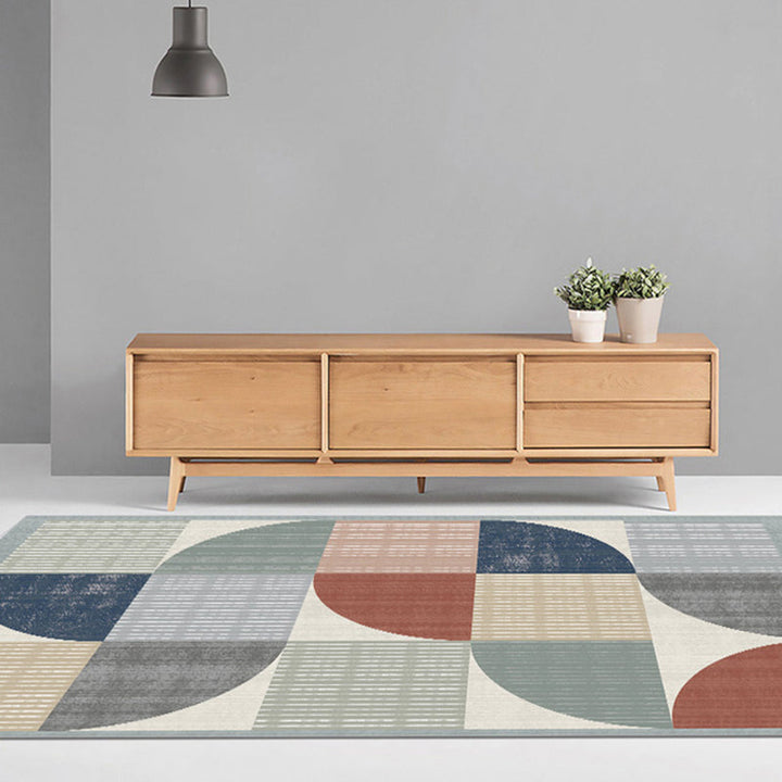 BowLift | Creative Geometric Color-Block Carpet Multi Color Nordic Carpet Synthetic Non-Slip Stain-Resistant Machine Washable Carpet for Home