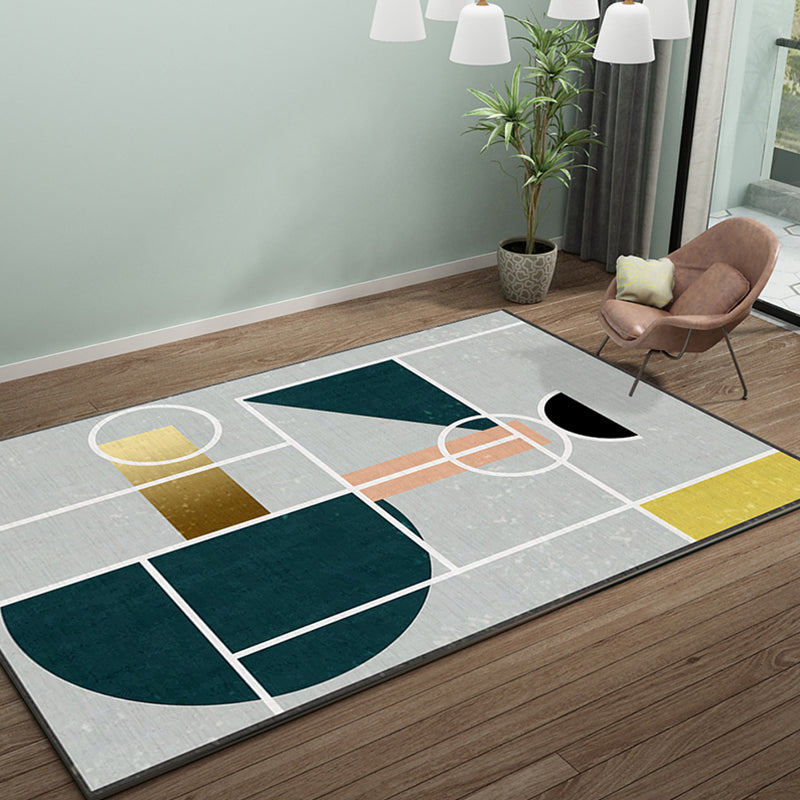 BowLift | Creative Geometric Color-Block Carpet Multi Color Nordic Carpet Synthetic Non-Slip Stain-Resistant Machine Washable Carpet for Home