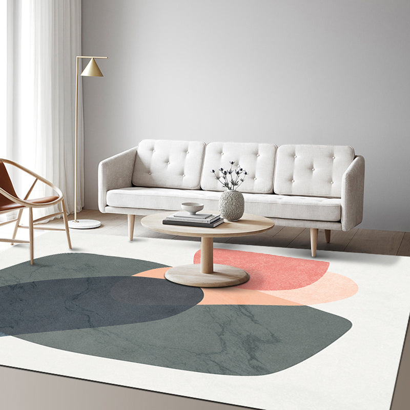 BowLift | Multicolor Abstract Art Printed Rug Polypropylene Minimalist Area Rug Machine Washable Non-Slip Back Stain Resistant Rug for Large Space