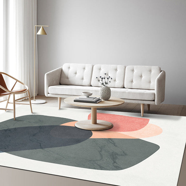 BowLift | Multicolor Abstract Art Printed Rug Polypropylene Minimalist Area Rug Machine Washable Non-Slip Back Stain Resistant Rug for Large Space