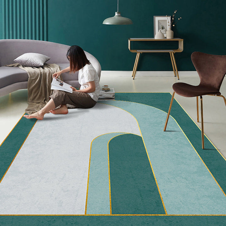 BowLift | Multicolor Abstract Art Printed Rug Polypropylene Minimalist Area Rug Machine Washable Non-Slip Back Stain Resistant Rug for Large Space