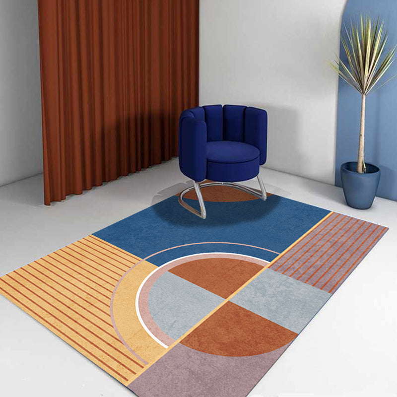 BowLift | Multicolor Abstract Art Printed Rug Polypropylene Minimalist Area Rug Machine Washable Non-Slip Back Stain Resistant Rug for Large Space