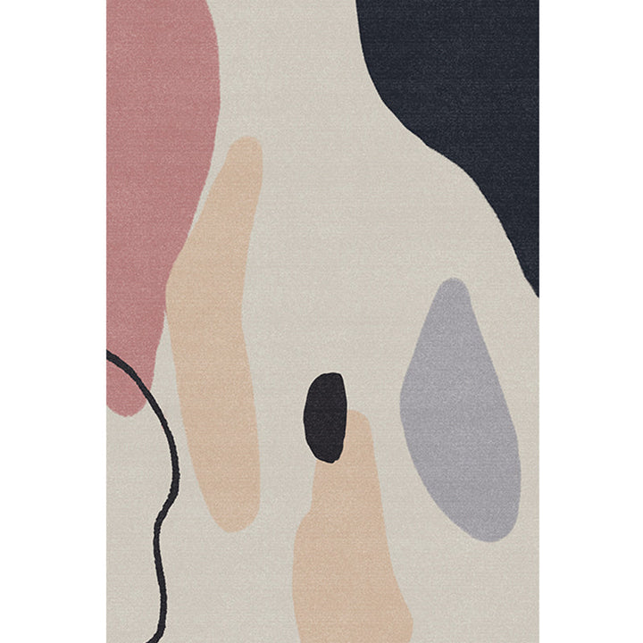 BowLift | Multi Color Scandinavian Style Rug Polyester Abstract Water-Color Block Print Rug Stain Resistant Machine Washable Anti-Slip Backing Rug for Home