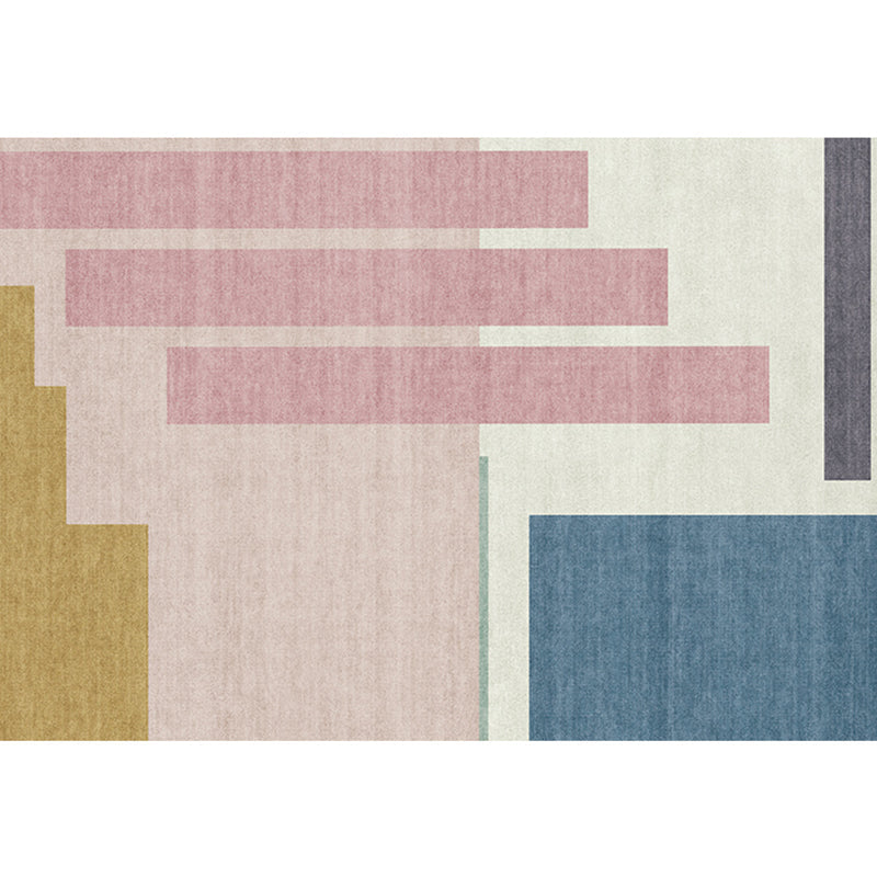 BowLift | Modern Geometric Color Block Rug Multicolored Synthetic Area Rug Pet-Friendly Washable Non-Slip Back Rug for Living Room