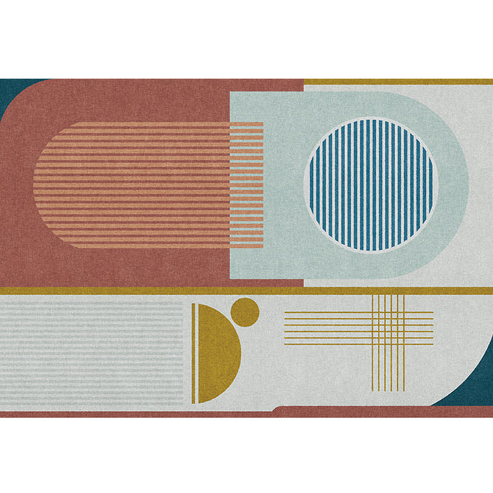 BowLift | Modern Geometric Color Block Rug Multicolored Synthetic Area Rug Pet-Friendly Washable Non-Slip Back Rug for Living Room