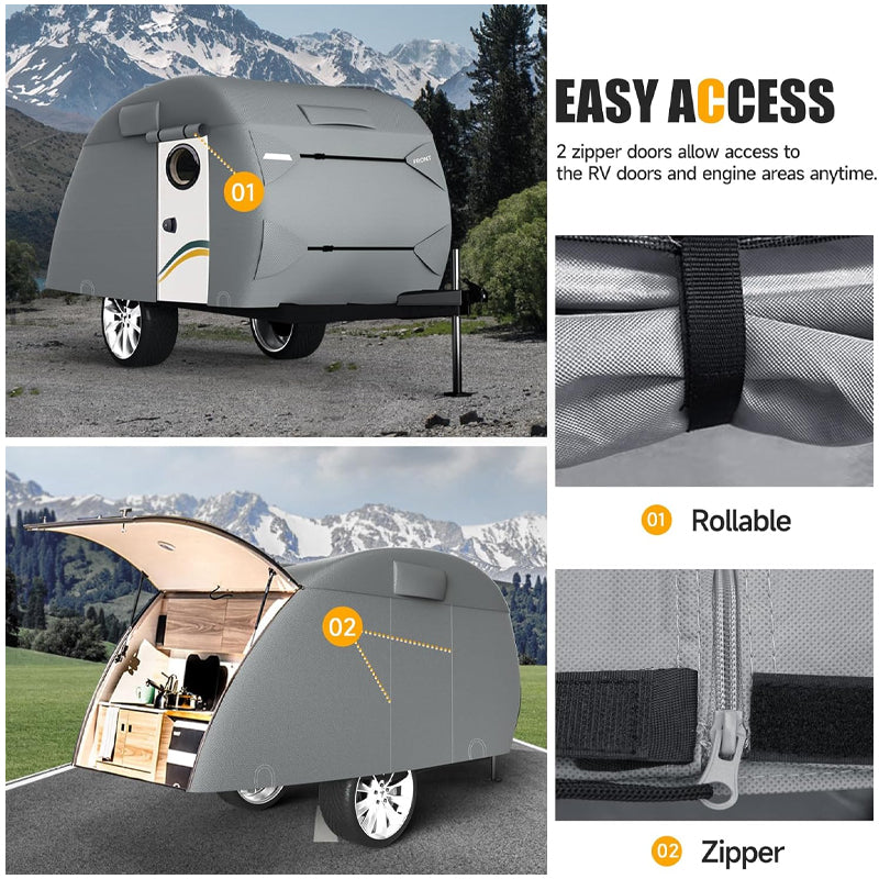 BowLift | Teardrop Trailer Cover Fit for 8'-10' Trailers Tear-Resistant Travel Trailer Cover 7 Layers Trailer Cover