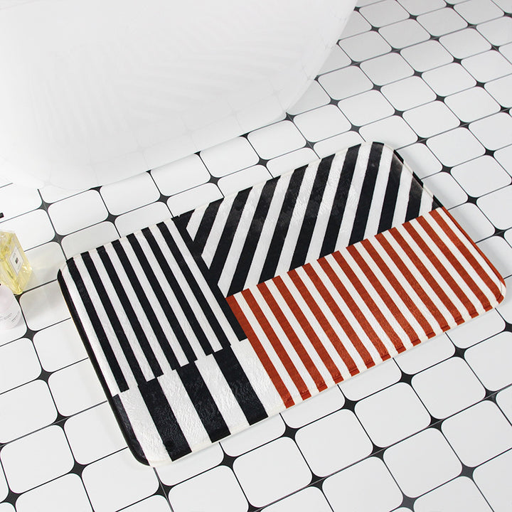 Contemporary Striped Bathroom Mat Bowlift