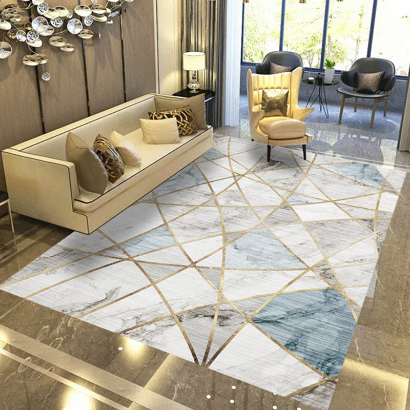 Modern geometric abstract patterned rug Multicolor synthetic rug non-slip pet-friendly machine washable rug for the living room | Bowlift