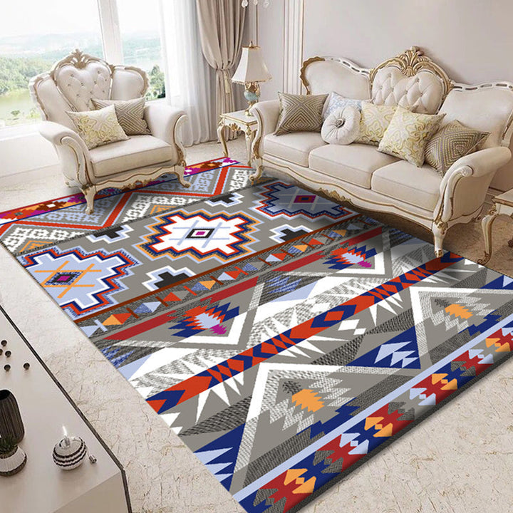 Modern geometric abstract patterned rug Multicolor synthetic rug non-slip pet-friendly machine washable rug for the living room | Bowlift
