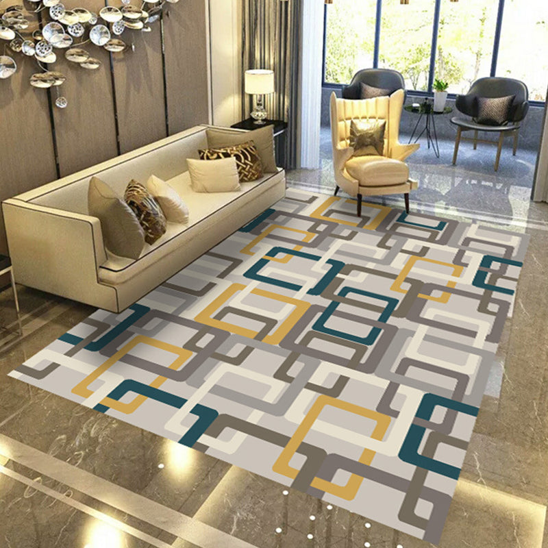 Modern geometric abstract patterned rug Multicolor synthetic rug non-slip pet-friendly machine washable rug for the living room | Bowlift