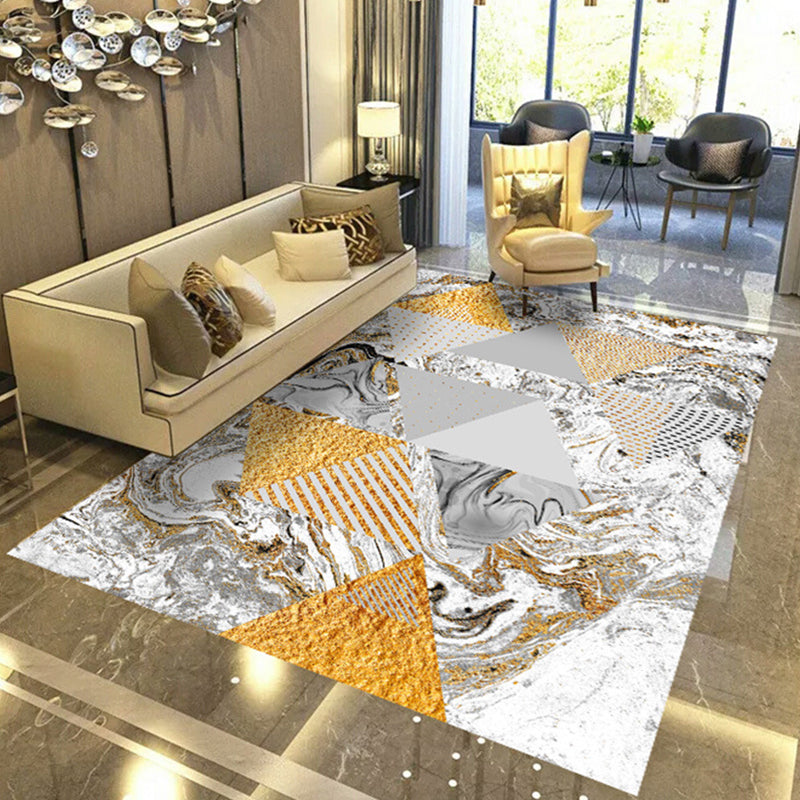 Modern geometric abstract patterned rug Multicolor synthetic rug non-slip pet-friendly machine washable rug for the living room | Bowlift
