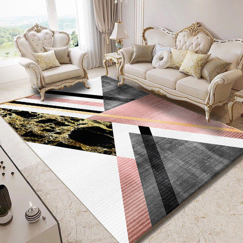 Modern geometric abstract patterned rug Multicolor synthetic rug non-slip pet-friendly machine washable rug for the living room | Bowlift