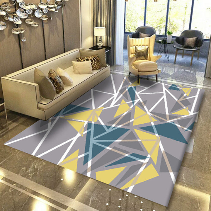 Modern geometric abstract patterned rug Multicolor synthetic rug non-slip pet-friendly machine washable rug for the living room | Bowlift