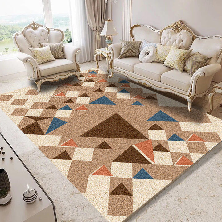 Modern geometric abstract patterned rug Multicolor synthetic rug non-slip pet-friendly machine washable rug for the living room | Bowlift