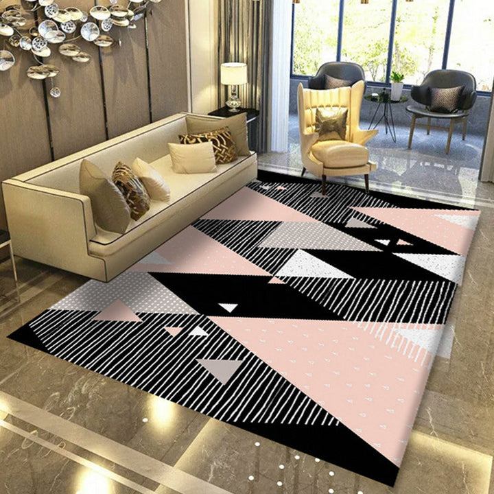 Modern geometric abstract patterned rug Multicolor synthetic rug non-slip pet-friendly machine washable rug for the living room | Bowlift