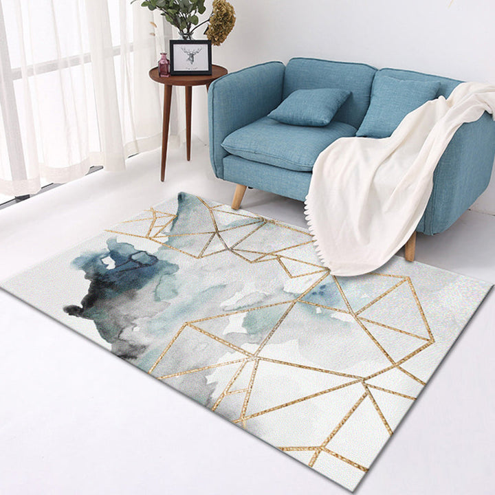 Multicolored modern rug made of polyester geometric pattern washable stain-resistant non-slip rug for the living room | Bowlift