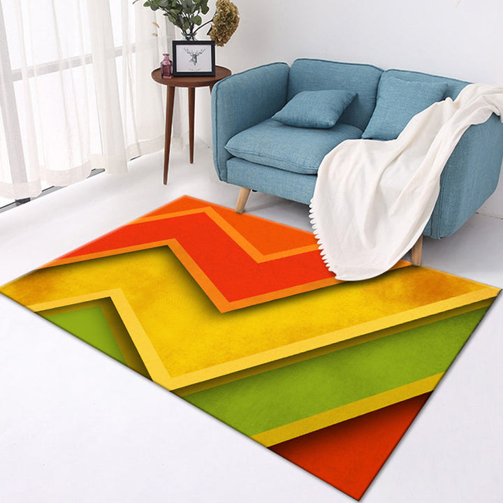 Multicolored modern rug made of polyester geometric pattern washable stain-resistant non-slip rug for the living room | Bowlift