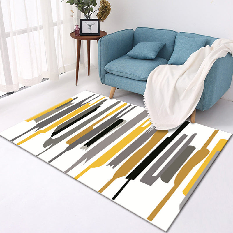 Multicolored modern rug made of polyester geometric pattern washable stain-resistant non-slip rug for the living room | Bowlift