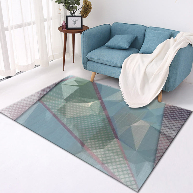 Multicolored modern rug made of polyester geometric pattern washable stain-resistant non-slip rug for the living room | Bowlift