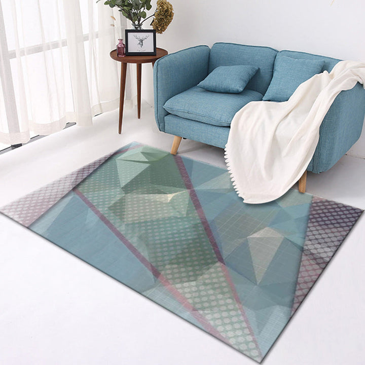 Multicolored modern rug made of polyester geometric pattern washable stain-resistant non-slip rug for the living room | Bowlift