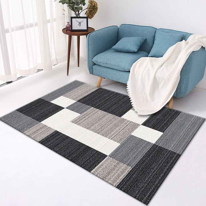 Multicolored modern rug made of polyester geometric pattern washable stain-resistant non-slip rug for the living room | Bowlift
