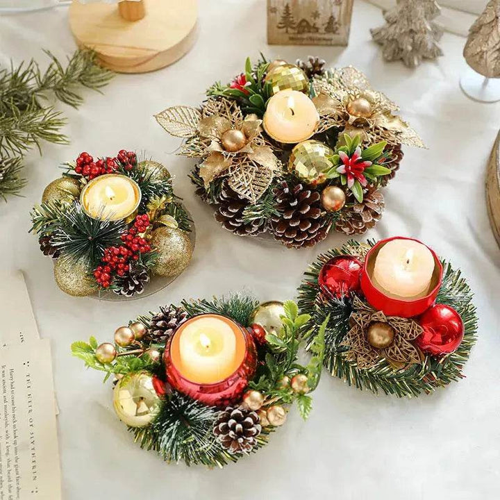 BowLift | Christmas candle wreath Xmas New Year candle holders decors
