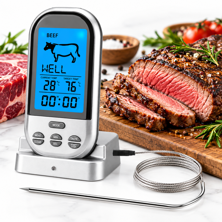 Digital Wireless Meat Thermometer with Stainless Steel Probe Bowlift