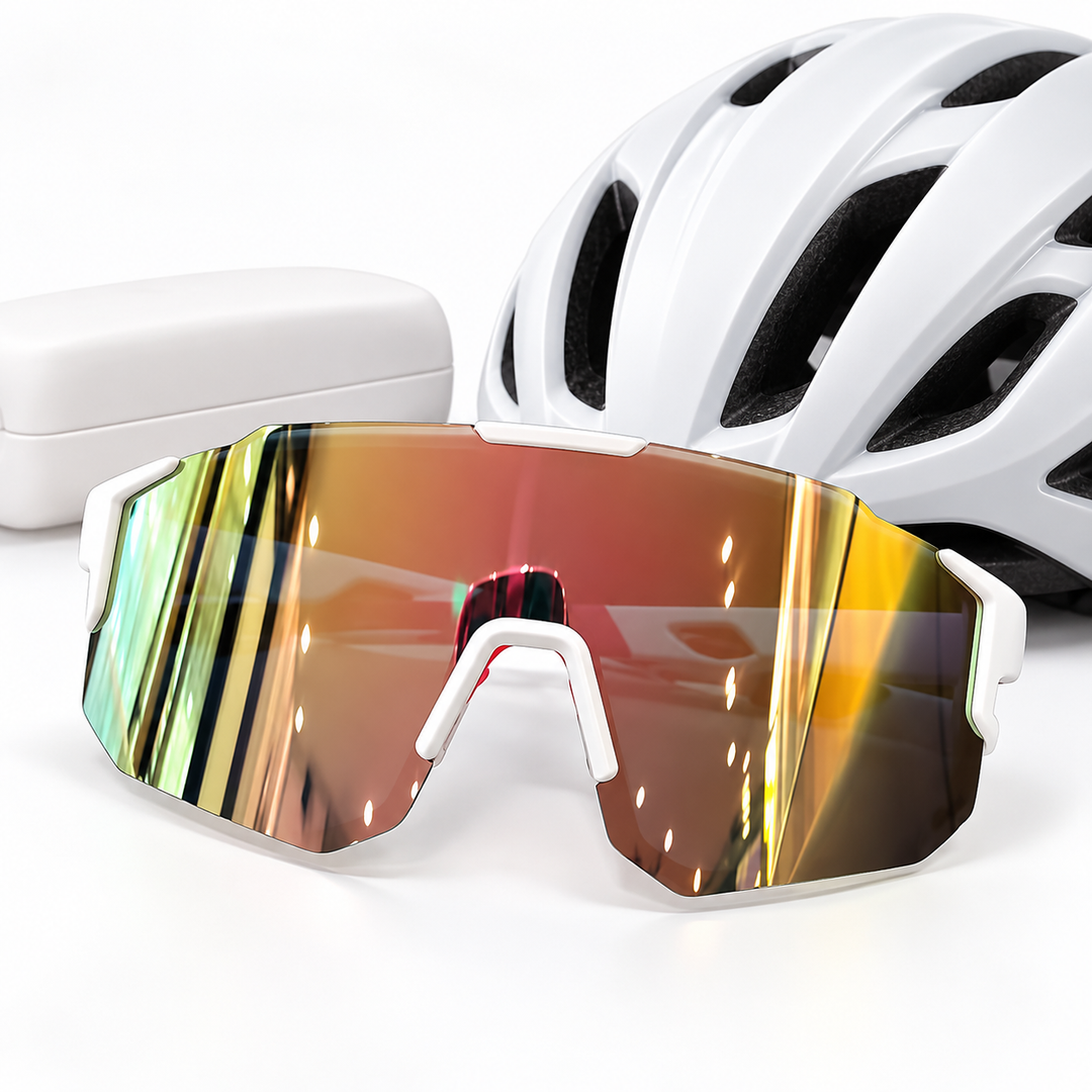 High-Performance Wraparound Cycling Sunglasses with Mirrored Polarized Shield Bowlift