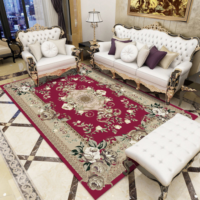 BowLift | Olden Floral Pattern Carpet Multicolored Polyester Indoor Rug Non-Slip Backing Pet Friendly Rug for Living Room