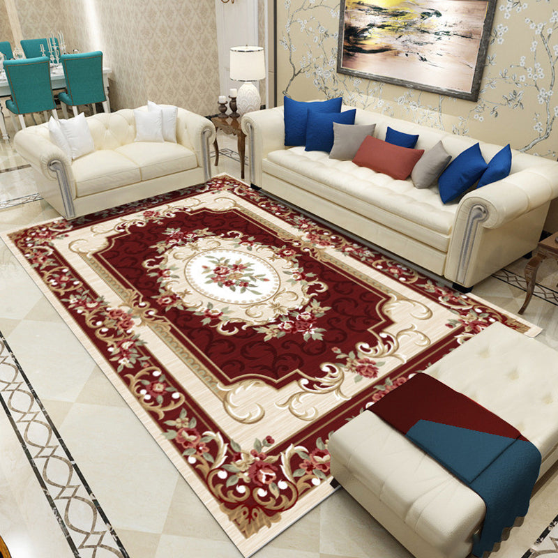 BowLift | Olden Floral Pattern Carpet Multicolored Polyester Indoor Rug Non-Slip Backing Pet Friendly Rug for Living Room