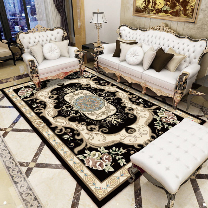 BowLift | Olden Floral Pattern Carpet Multicolored Polyester Indoor Rug Non-Slip Backing Pet Friendly Rug for Living Room