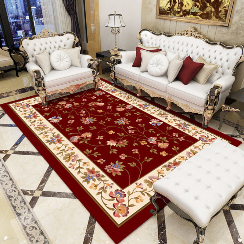BowLift | Olden Floral Pattern Carpet Multicolored Polyester Indoor Rug Non-Slip Backing Pet Friendly Rug for Living Room