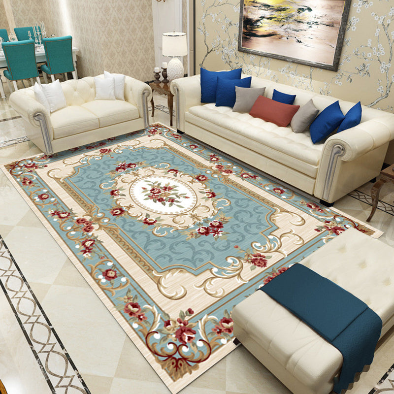 BowLift | Olden Floral Pattern Carpet Multicolored Polyester Indoor Rug Non-Slip Backing Pet Friendly Rug for Living Room