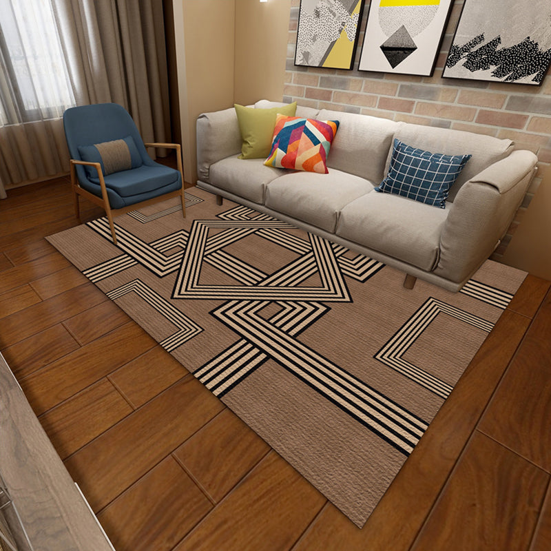 BowLift | Vintage Living Room Rug Multicolored Geo Pattern Area Rug Polyester Non-Slip Machine Washable Rug