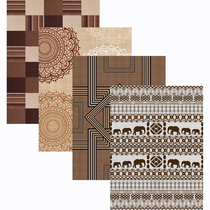 BowLift | Vintage Living Room Rug Multicolored Geo Pattern Area Rug Polyester Non-Slip Machine Washable Rug