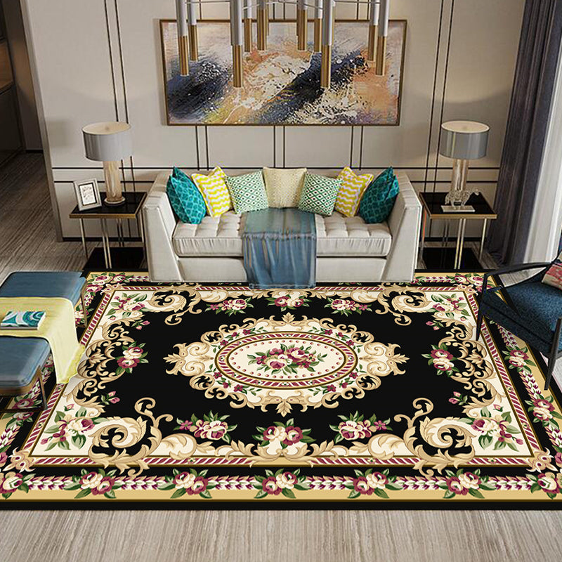 BowLift | Multi-Colored Flower Print Rug Synthetic Antique Indoor Rug Non-Slip Backing Easy Maintenance Area Rug for the Living Room