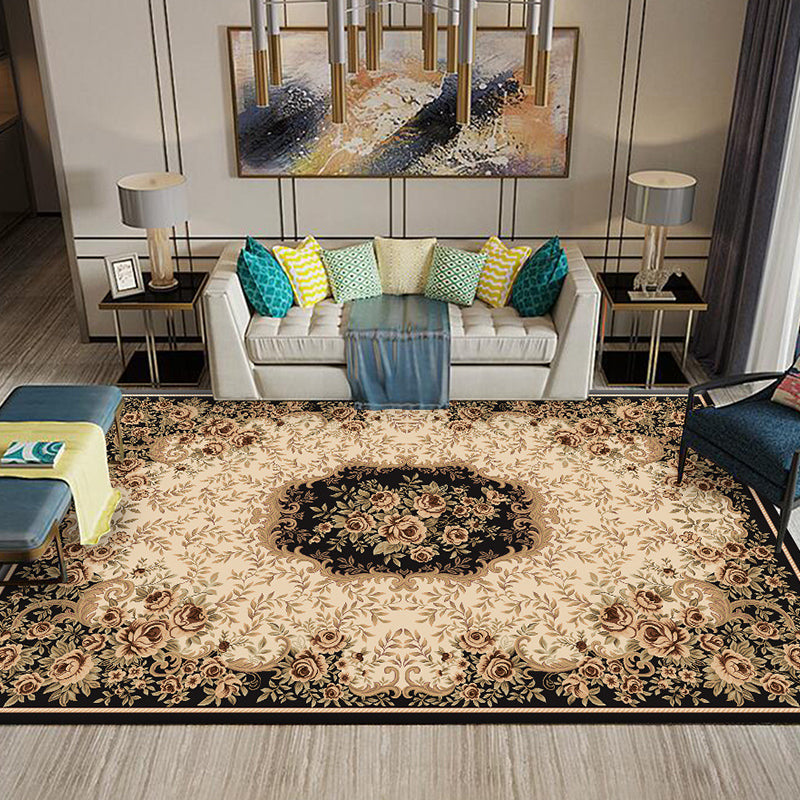 BowLift | Multi-Colored Flower Print Rug Synthetic Antique Indoor Rug Non-Slip Backing Easy Maintenance Area Rug for the Living Room