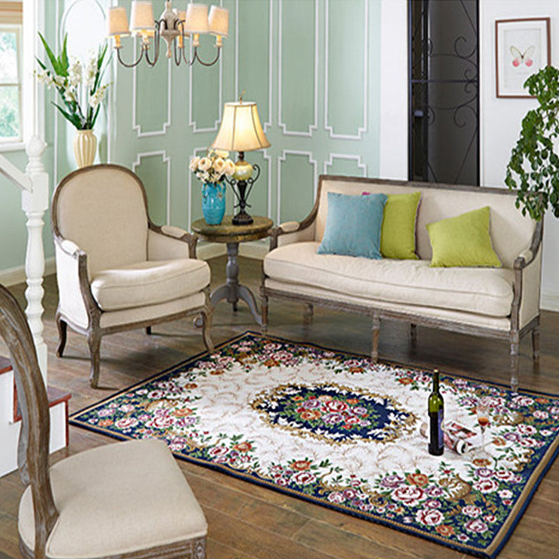 BowLift | Multicolored Living Room Carpet Nostalgia Floral Pattern Area Rug Synthetic Non-Slip Back Stain Resistant Carpet