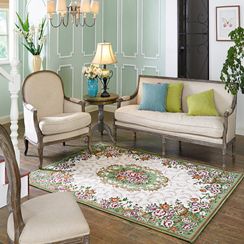 BowLift | Multicolored Living Room Carpet Nostalgia Floral Pattern Area Rug Synthetic Non-Slip Back Stain Resistant Carpet