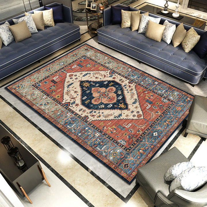 BowLift | Multicolored parlor rug Nostalgia floral pattern area rug non-slip backing washable rug
