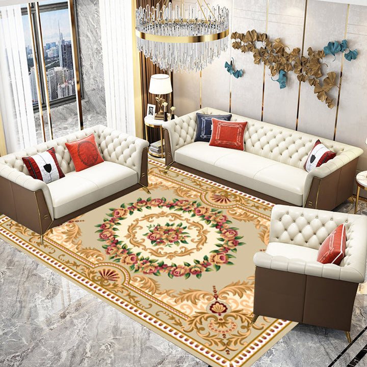 BowLift | Multicolored parlor rug Nostalgia floral pattern area rug non-slip backing washable rug