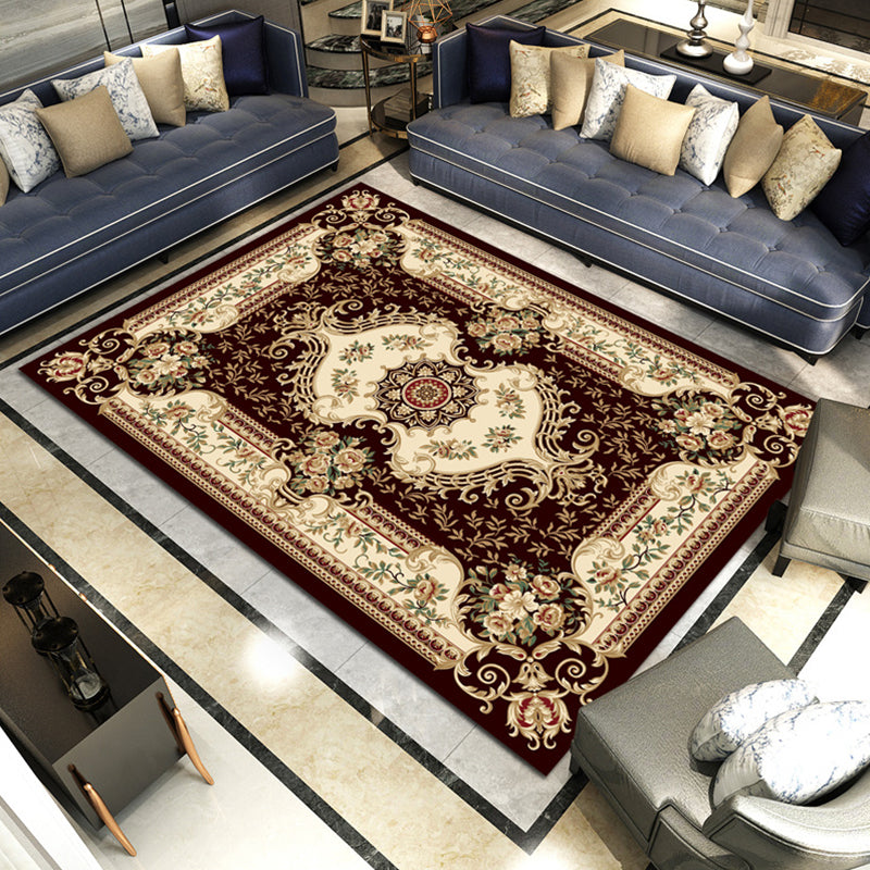 BowLift | Multicolored parlor rug Nostalgia floral pattern area rug non-slip backing washable rug